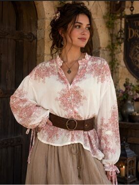 🌸 Anthropologie Whimsy Cottage Folk Boho Floral Ren Faire Renaissance Romantic S